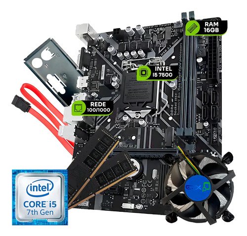 Kit Upgrade Para Com Processador Intel Core I5 7ª Geração E Placa Mãe H110 Ddr4 Preto