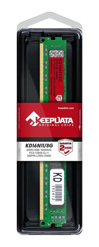 Memória Ram Desktop Verde 8gb Ddr3 Keepdata Kd16n11 8g