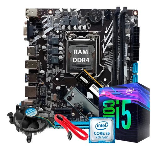 Kit Upgrade Intel Core I5 7500 Ddr4 16gb Placa Mãe H110 Preto